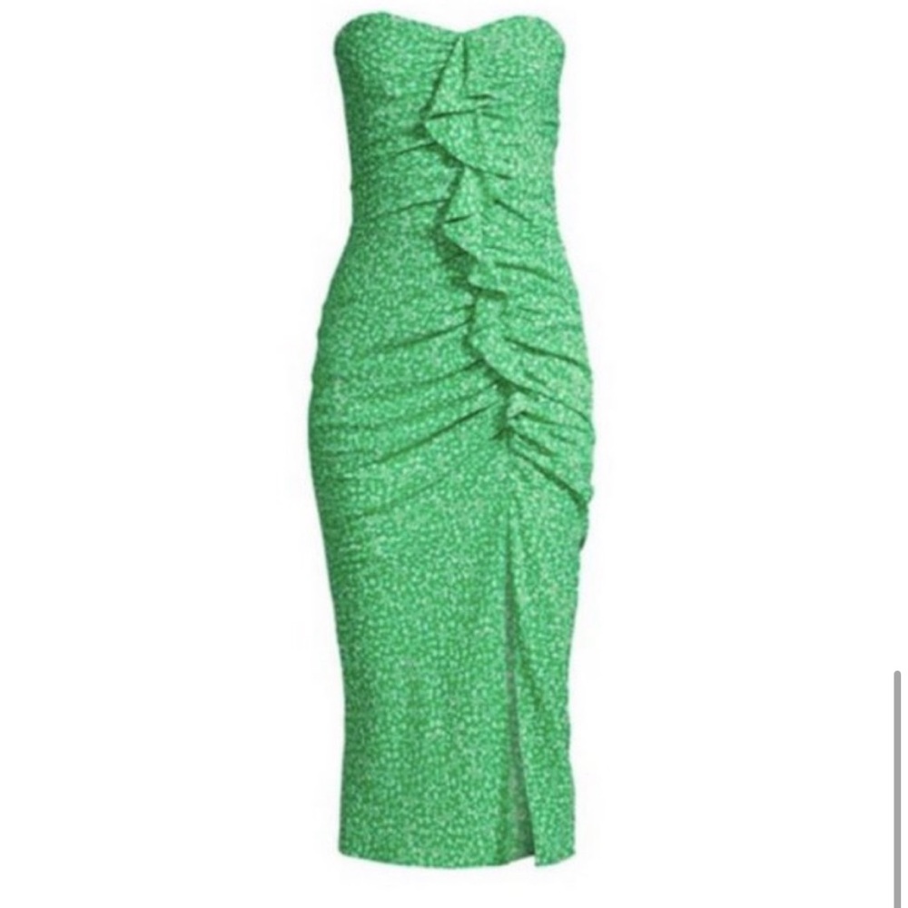 NEW Likely Jordana Green Floral Strapless Ruched Midi Dress Size 00 - Picture 7 of 9